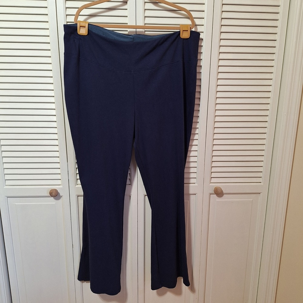 Women with Control Renee Greenstein Navy Blue Flare Leg Pull On Pants Plus 26W